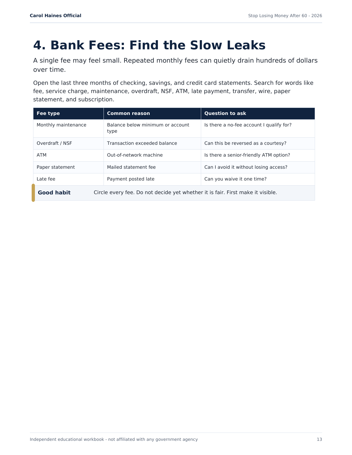 Scam protection page preview